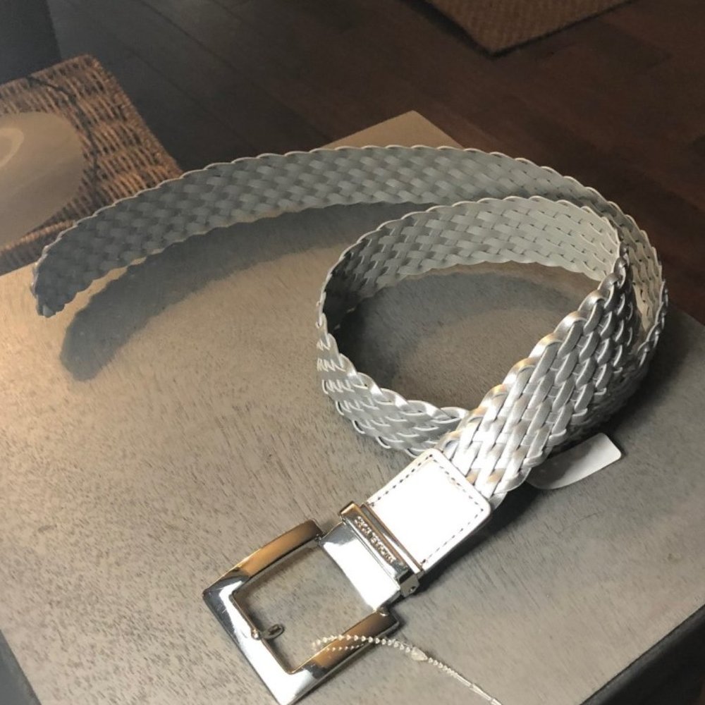 Michael Kors Silver Braided Belt, Size L
